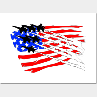 F18 Hornets flyover American Flag V2 Posters and Art